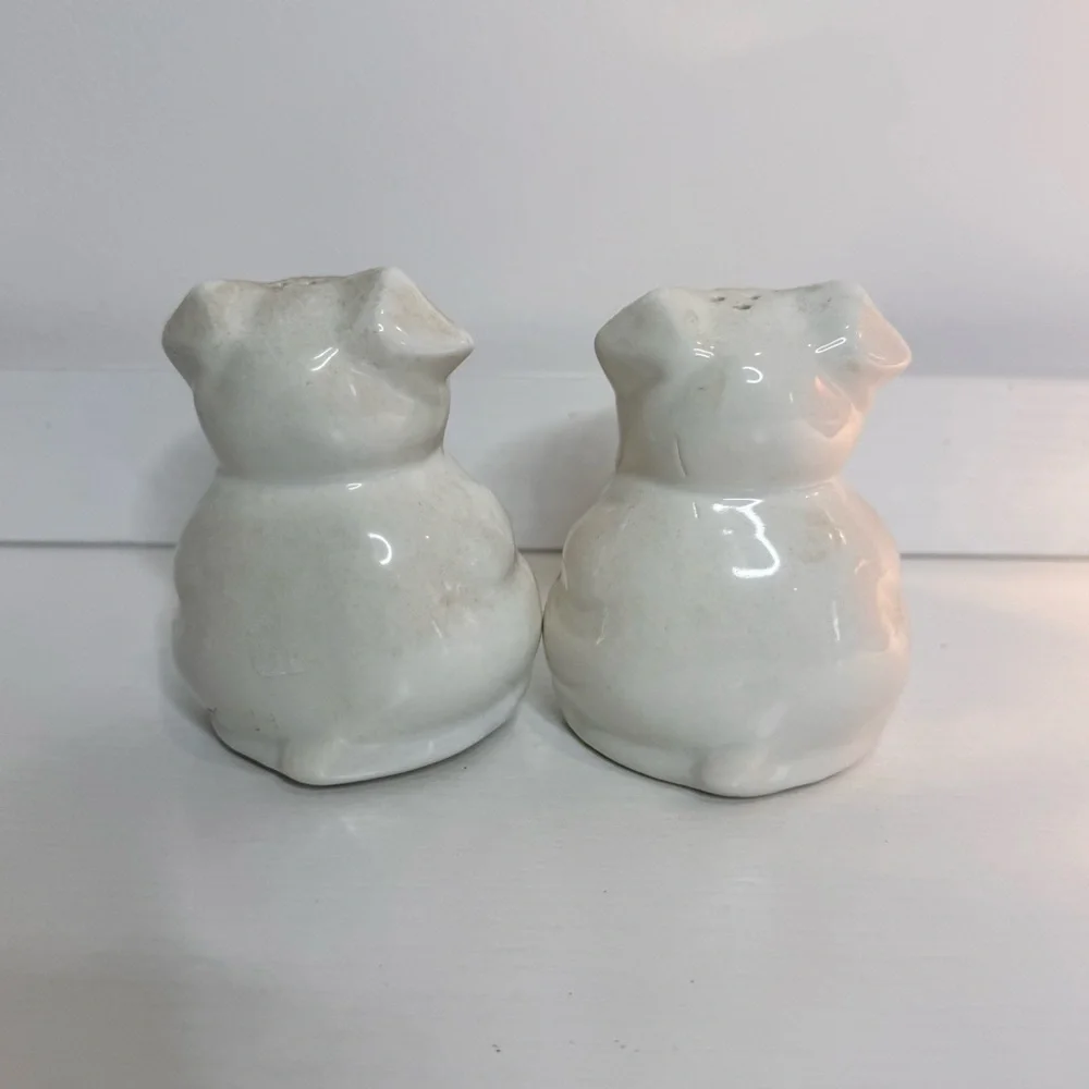 White Vintage Ceramic Pig Salt & Pepper Shakers